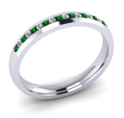 ETG102EM 3mm Channel Set Brilliant Cut Emerald and Diamond Eternity Ring 25pts