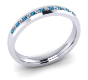 ETG102BT 3mm Channel Set Brilliant Cut Blue Topaz and Diamond Eternity Ring 25pts