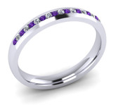 ETG102AM 3mm Channel Set Brilliant Cut Amethyst and Diamond Eternity Ring 25pts