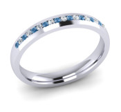 ETG102LD 3mm Channel Set Brilliant Cut Treated Blue Diamond and Diamond Eternity Ring 20pts