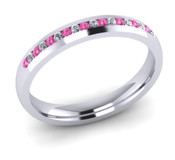 ETG102PD 3mm Channel Set Brilliant Cut Treated Pink Diamond and Diamond Eternity Ring 20pts