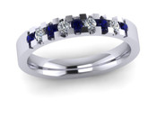 ETG134DS 3mm Low Claw Set Brilliant Cut Dark Blue Sapp and Diamond Eternity Ring 30pts