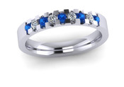 ETG134CS 3mm Low Claw Set Brilliant Cut Ceylon Sapphire and Diamond Eternity Ring 30pts