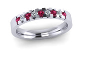 ETG134PS 3mm Low Claw Set Brilliant Cut Pink Sapphire and Diamond Eternity Ring 30pts