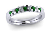 ETG134EM 3mm Low Claw Set Brilliant Cut Emerald and Diamond Eternity Ring 30pts