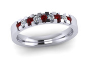 ETG134RU 3mm Low Claw Set Brilliant Cut Ruby and Diamond Eternity Ring 30pts