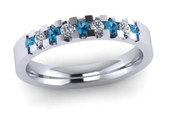 ETG134BT 3mm Low Claw Set Brilliant Cut Blue Topaz and Diamond Eternity Ring 30pts