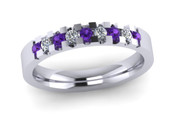 ETG134AM 3mm Low Claw Set Brilliant Cut Amethyst and Diamond Eternity Ring 30pts