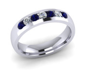 ETG135DS 4mm Channel Set Brilliant Cut Dark Blue Sapp and Diamond Eternity Ring 40pts