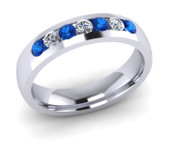 ETG135CS 4mm Channel Set Brilliant Cut Ceylon Sapphire and Diamond Eternity Ring 40pts