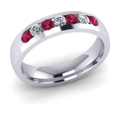 ETG135PS 4mm Channel Set Brilliant Cut Pink Sapphire and Diamond Eternity Ring 40pts