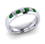 ETG135EM 4mm Channel Set Brilliant Cut Emerald and Diamond Eternity Ring 40pts