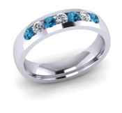 ETG135BT 4mm Channel Set Brilliant Cut Blue Topaz and Diamond Eternity Ring 40pts