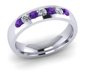 ETG135AM 4mm Channel Set Brilliant Cut Amethyst and Diamond Eternity Ring 40pts