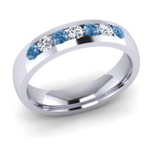 ETG135LD 4mm Channel Set Brilliant Cut Treated Blue Diamond and Diamond Eternity Ring 35pts