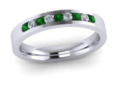 ETG136EM 3mm Channel Set Brilliant Cut Emerald and Diamond Eternity Ring 27pts