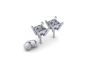 CSS102 Claw Set Princess Cut Diamond Earring 0.32ct clr G