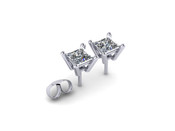 CSS104 Claw Set Princess Cut Diamond Earring 0.50ct clr G