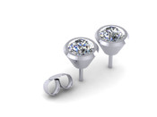 RSR117 Rubover Set Brilliant Cut Diamond earring 0.50ct clr H