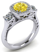 ER020-80 Brilliant Cut Canary Diamond Engagement Ring TW 0.83ct