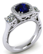 ER120-80 Brilliant Cut Blue Sapphire Engagement Ring TW 1.92ct