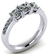 ER021-90 Brilliant Cut Three Stone Diamond Engagement Ring TW 1.92ct