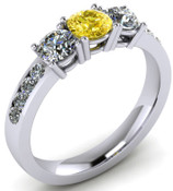 ER021-90 Brilliant Cut Three Stone Canary Diamond Engagement Ring TW 1.92ct