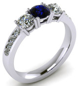 ER021-90 Brilliant Cut Three Stone Blue Sapphire Engagement Ring TW 1.92ct