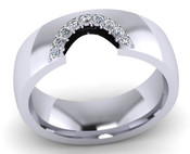 Flat Top Court 6mm Diamond Set Ring with 9 x 1.3mm diamonds, Pave Set G62
