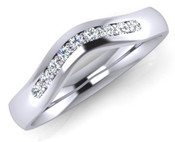 Flat Top Court 4mm Diamond Set Ring with 9 x 1.3mm diamonds,  G95 SH