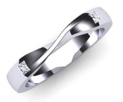 Flat Top Court 3mm Diamond Set Ring with 2 x 1.8mm diamonds, Invisible Set G113