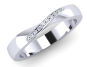 Flat Top Court 4mm Diamond Set Ring with 10 x 1mm diamonds, Pave Set G123