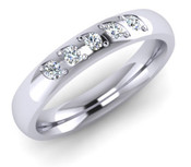 Court 3mm Diamond Ring with 5 x 1.8mm diamonds, Grain set with diamond cut leaf G37