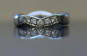 Flat Top Court 4mm Diamond Ring with 5 x 2.3mm diamonds, Invisible Set G148