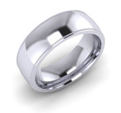 N2G W,Y Patterned Gents Wedding Ring Polished Ring with Millgrain Edges