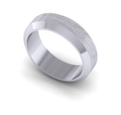 N111 W,Y Patterned Wedding Ring Wide Brushed Centre with Slim Bevelled Polished Edges