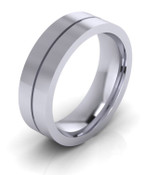 AB44 Patterned Wedding Ring with Dividing Line and Matt Finish