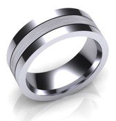 G201 Patterned Wedding Ring with Equal Divisions and Brushed Finish