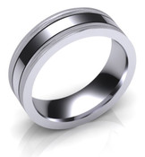 G404 Patterned Wedding Ring Brushed with Centre Polished