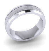 G410 Patterned Wedding Ring Polished Ring with Wider Brushed Centre