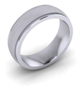 G427 Patterned Wedding Ring Wider Brushed Centre with Polished Slightly Bev Edges