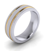 G205 2 Colour Brushed Two Tone Wedding Ring Rose Gold Available