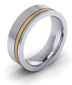 G401 2 Colour Off Centre Two Tone Wedding Ring Rose Gold Available