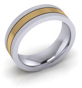 G404 2 colour Two Tone Brushed and Satin Wedding Ring Rose Gold Available