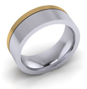 G405 Mainly White Ring with Polished finish and Top Third Yellow Gold