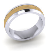G410 2 Colour Two Colour Wedding Ring Wider Brushed Centre With Shiny Edges