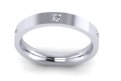 Flat Top Court 3mm Diamond Ring with 6 x 1.5mm diamonds, Invisible Set G49