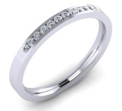 Flat Top Court 2mm Diamond Ring with 12 x 1.3mm diamonds,  G106