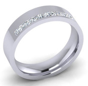 Flat Top Court 4mm Diamond Ring with 10 x 1.5mm diamonds,  G128