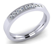 Flat Top Court 3mm Diamond Ring with 9 x 1.8mm diamonds, Channel set G136